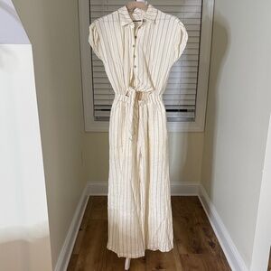By Together Cream and Black Striped Jumpsuit